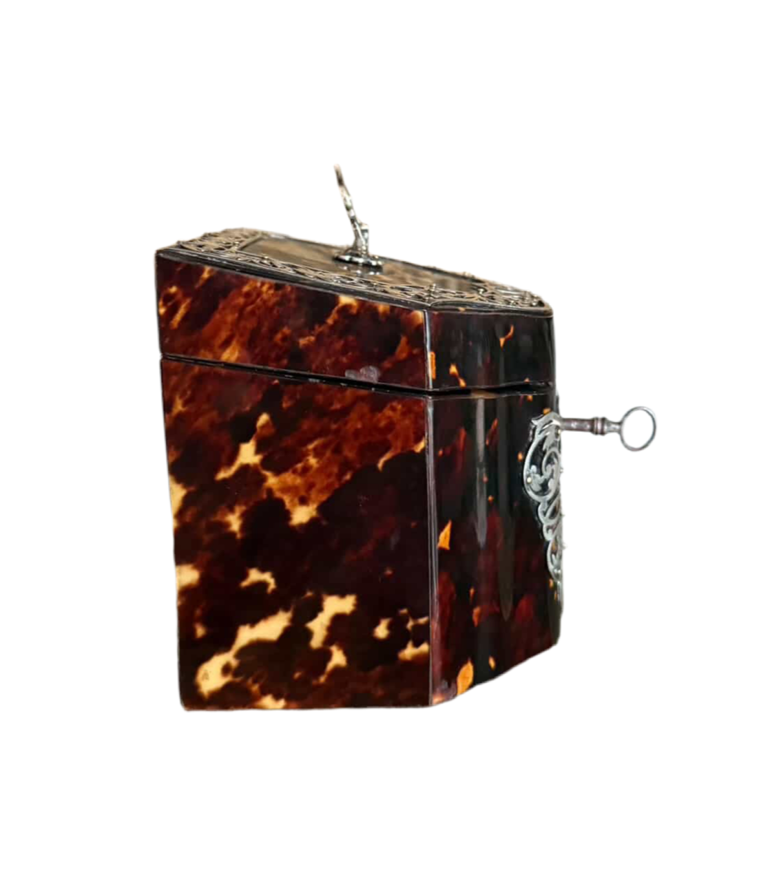 Knife Box Form Tortoiseshell & Silver Tea Caddy Circa 1890