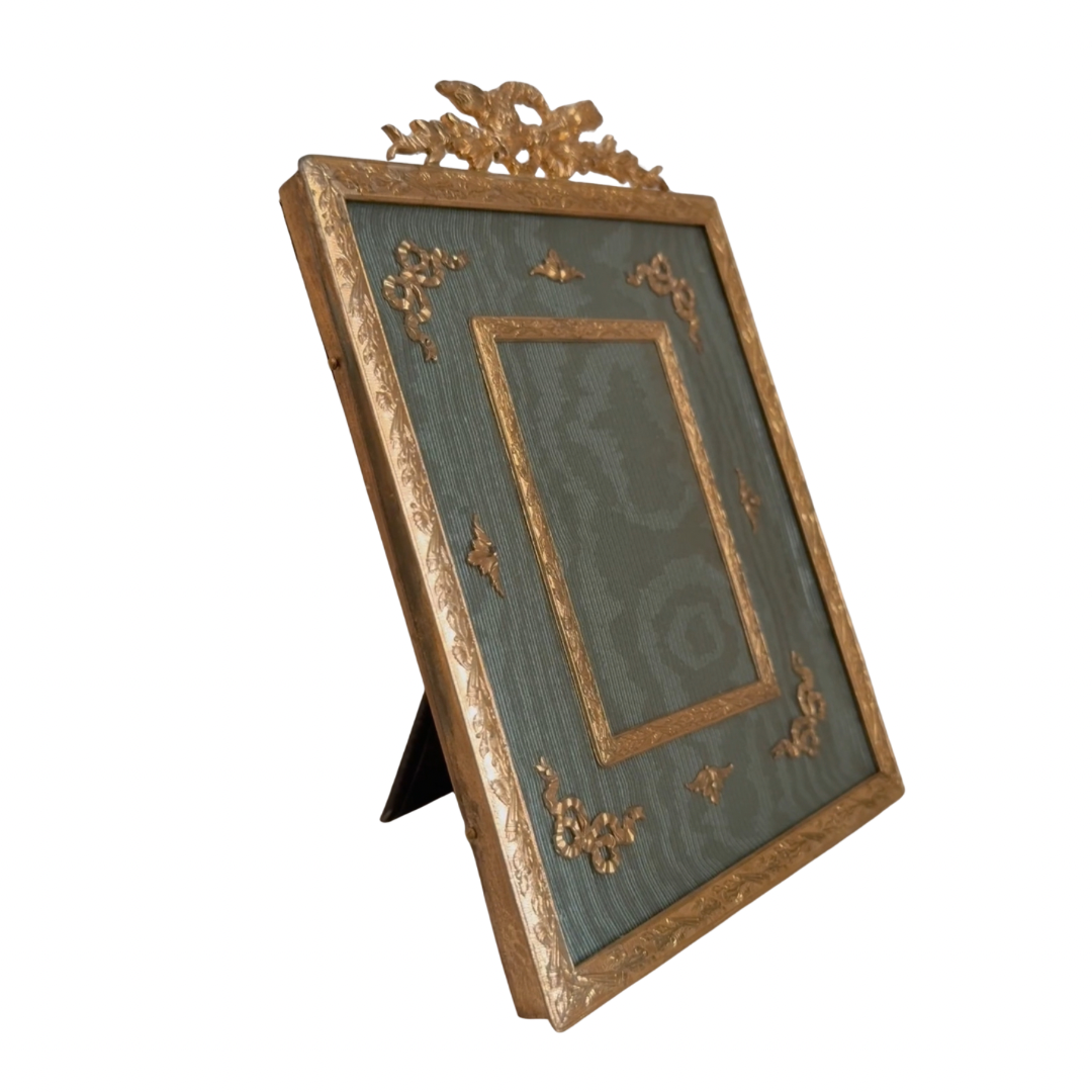 French Gilt-Bronze Frame with Green Moiré Mat