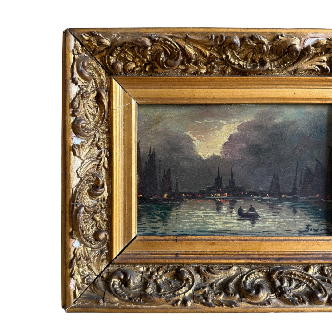 Venetian Canal Scene - Oil on Board