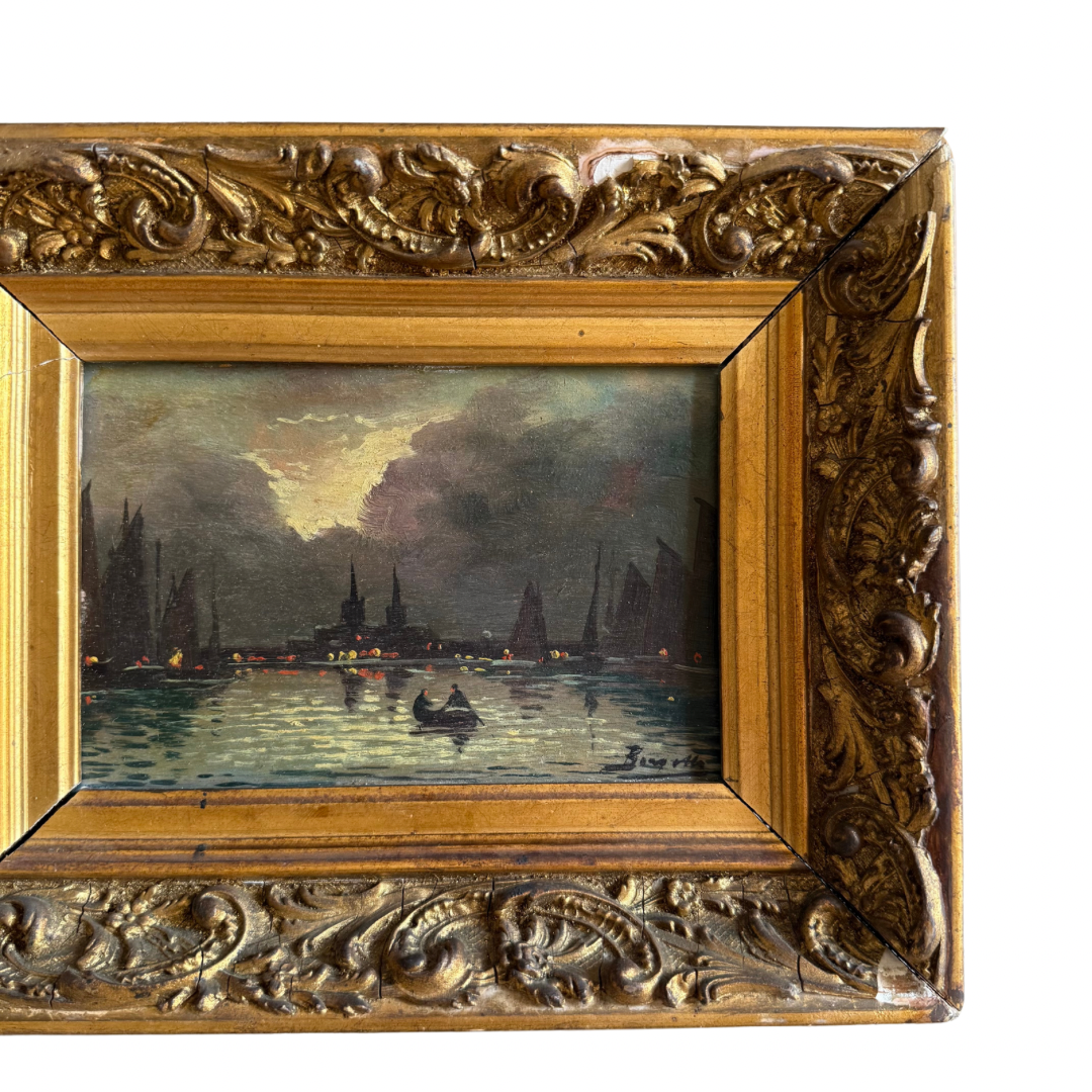 Venetian Canal Scene - Oil on Board