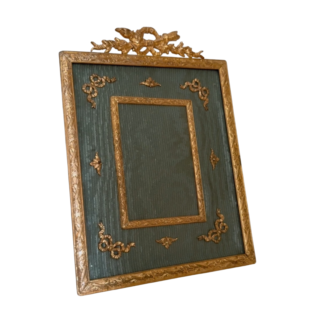 French Gilt-Bronze Frame with Green Moiré Mat