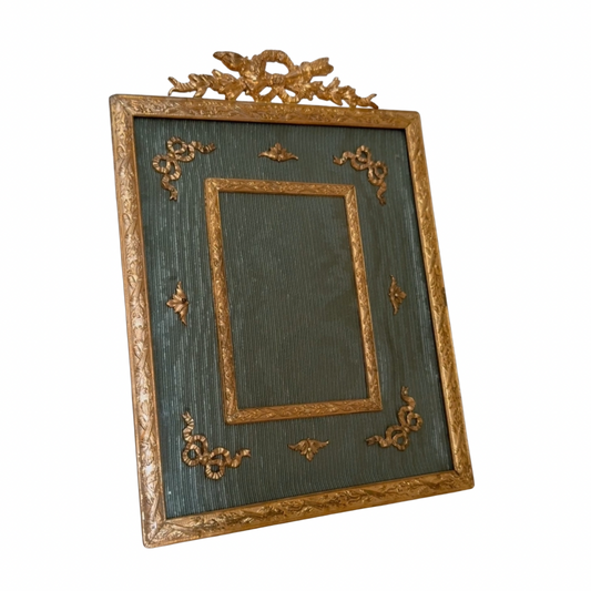 French Gilt-Bronze Frame with Green Moiré Mat