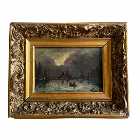 Venetian Canal Scene  - Oil on Board