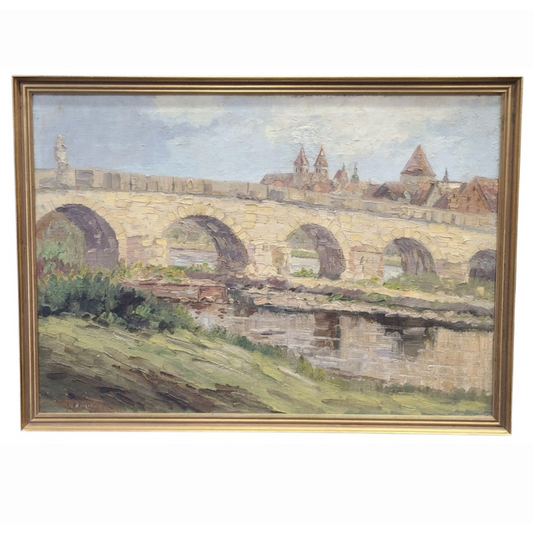 Stone Bridge of Regensburg - Oil on Canvas