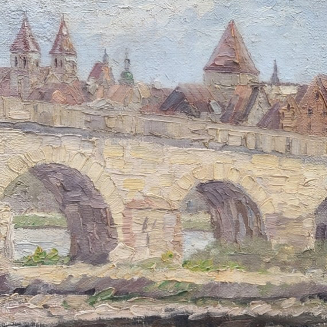 Stone Bridge of Regensburg - Oil on Canvas
